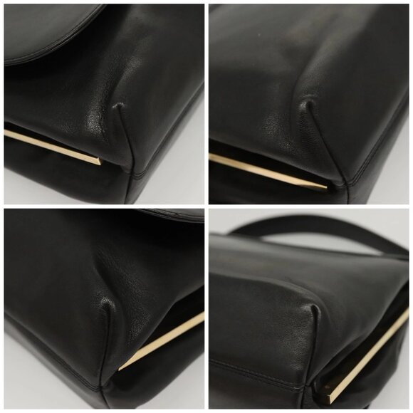 Salvatore Ferragamo Hand Bag Leather Black Gold Auth BD2131 - Picture 14 of 16